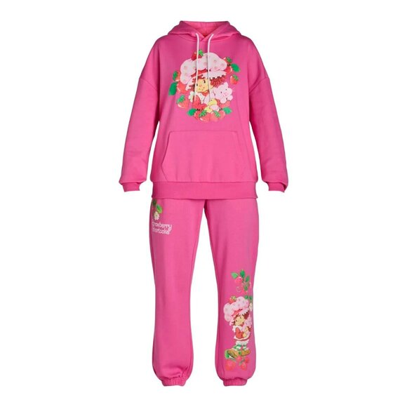 Strawberry Shortcake Hoodie & Sweatpants Set Womens Small Pink - Picture 5 of 16